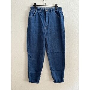 Lee Jeans Women 14 MED Blue High Waisted Tapered Mom Jeans Vintage Made in USA